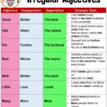 Irregular Adjectives Comparative Superlative And Example Sentences