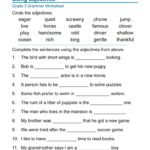 K5 Learning Grade 3 Grammar Worksheet Using Adjectives Fill And