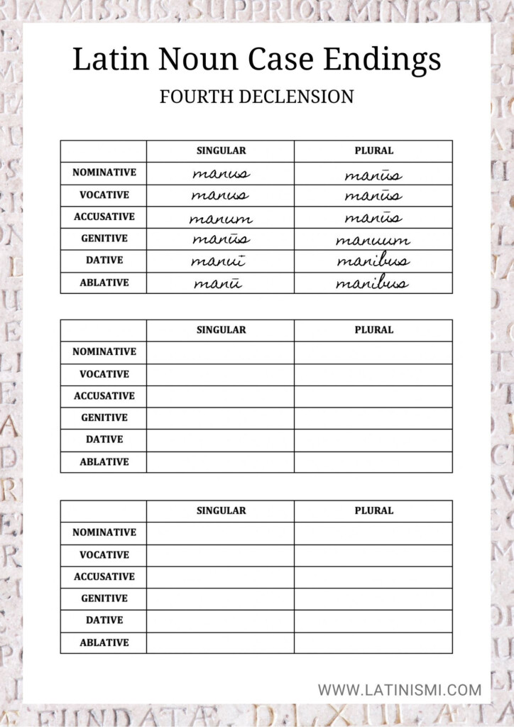 LATIN Fourth Declension Nouns Worksheet In 2020 Nouns Worksheet 