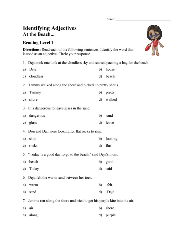 Limiting Adjectives Worksheet Grade 1