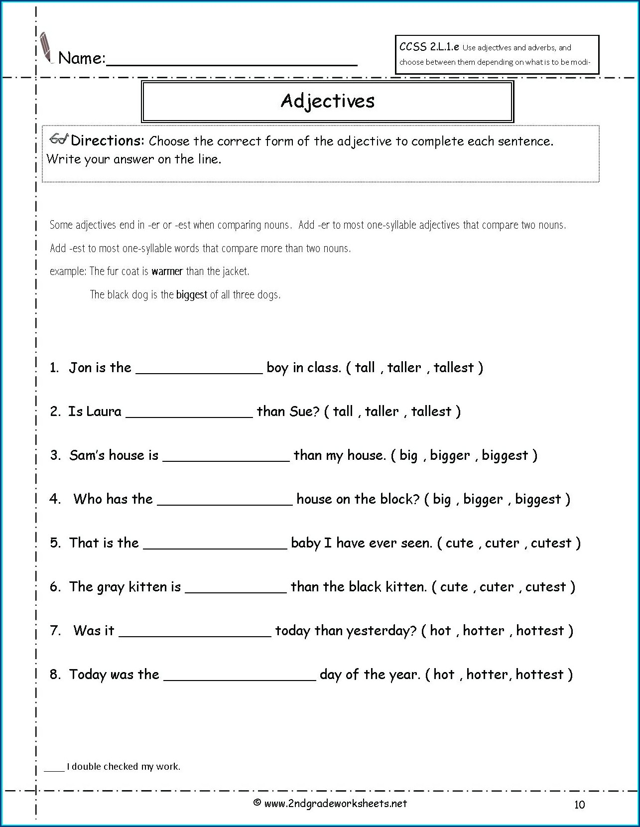 Limiting Adjectives Worksheet Grade 1 - Adjectiveworksheets.net