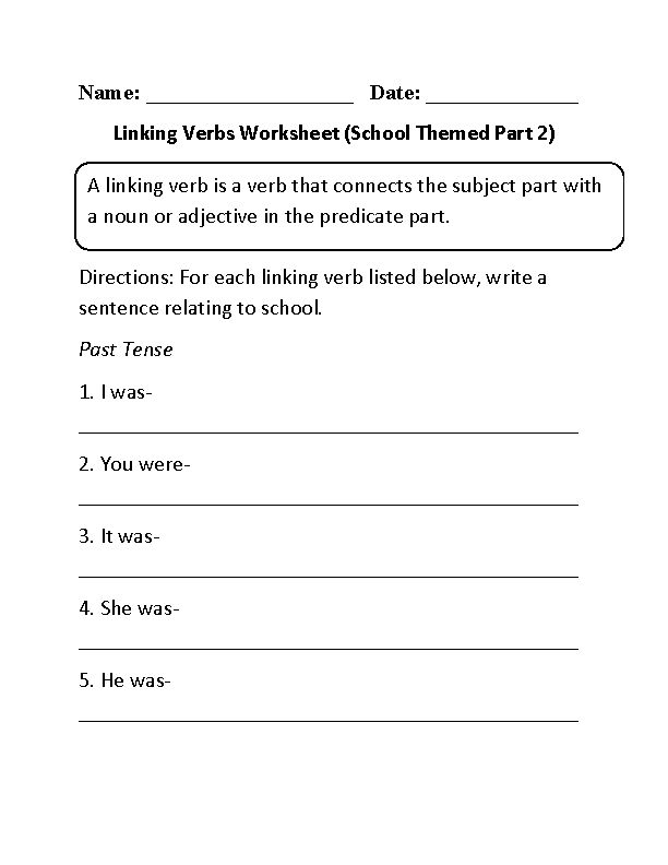 Linking Verbs And Predicate Adjectives Worksheets Free Printable 