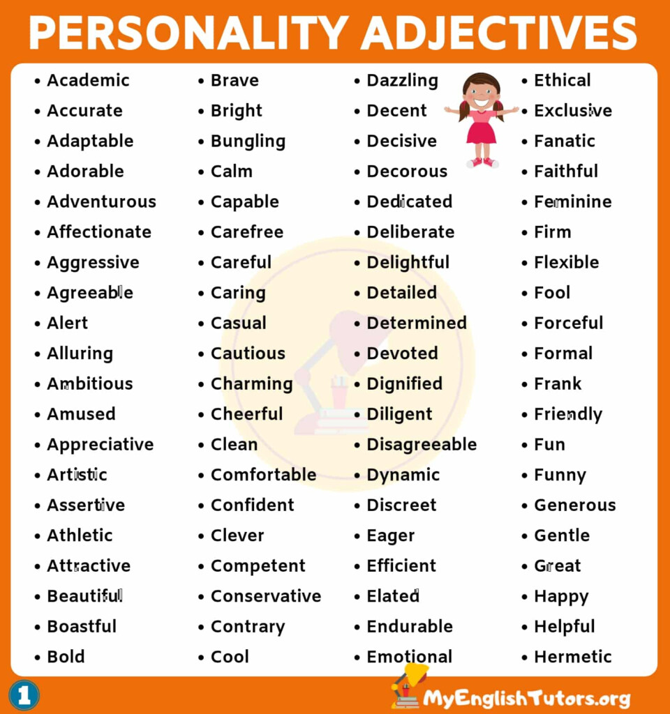 List Of 150 Useful Personality Adjectives In English My English Tutors