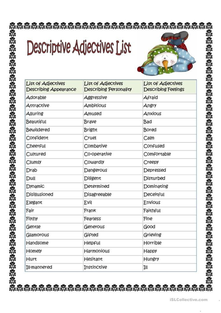 List Of Adjectives Describing People English ESL Worksheets For 