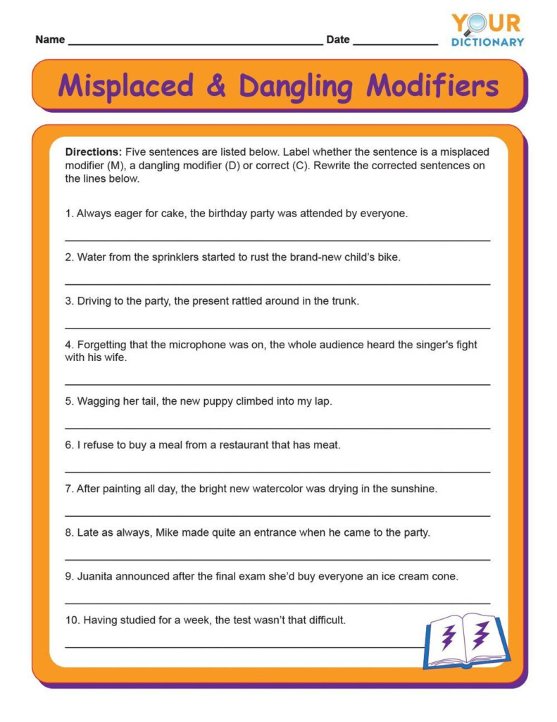 Misplaced And Dangling Modifiers Worksheet Misplaced Modifiers 