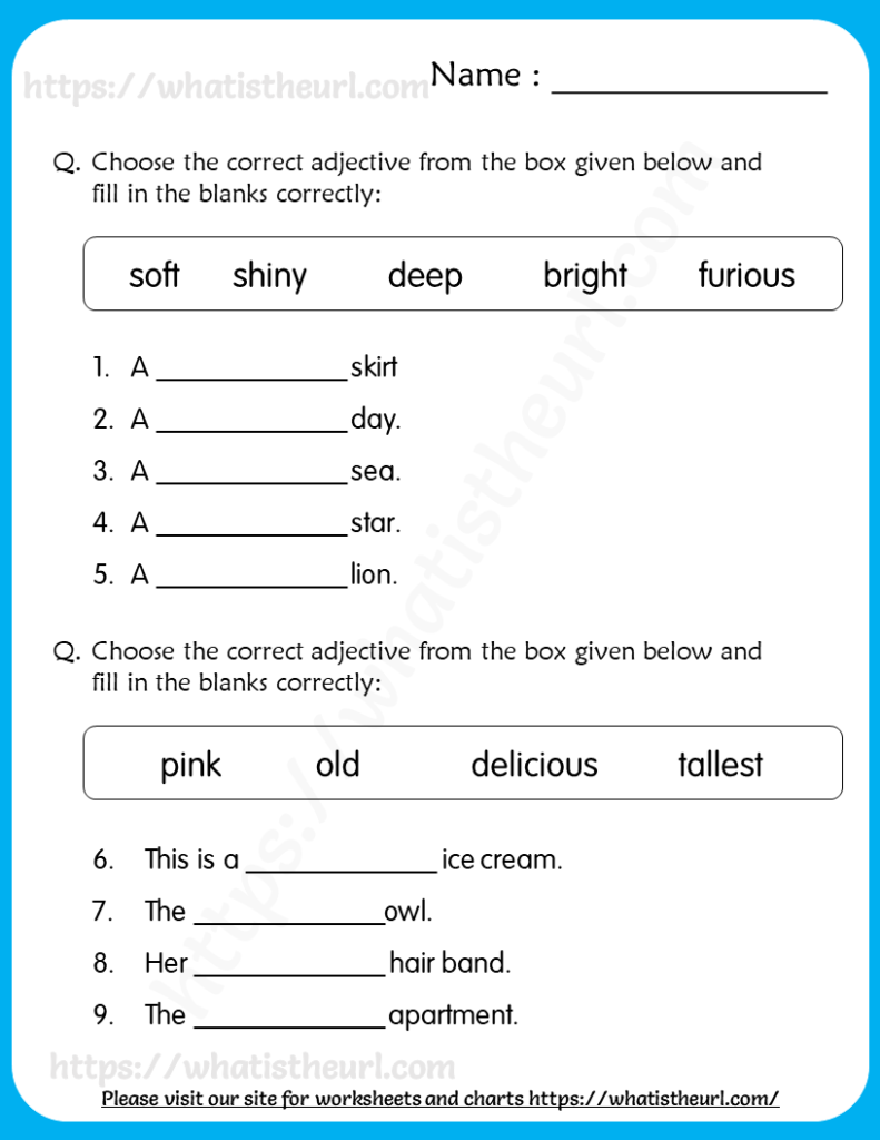 Nouns adjectives worksheets for grade 5 2 Your Home Teacher