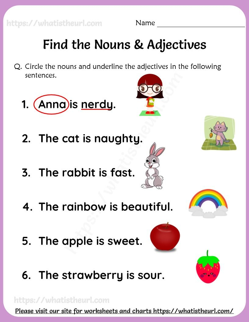 Nouns And Adjectives Worksheet For Grade 1 Nouns And Adjectives