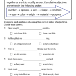 Ordering Adjectives Worksheets Cumulative Adjectives