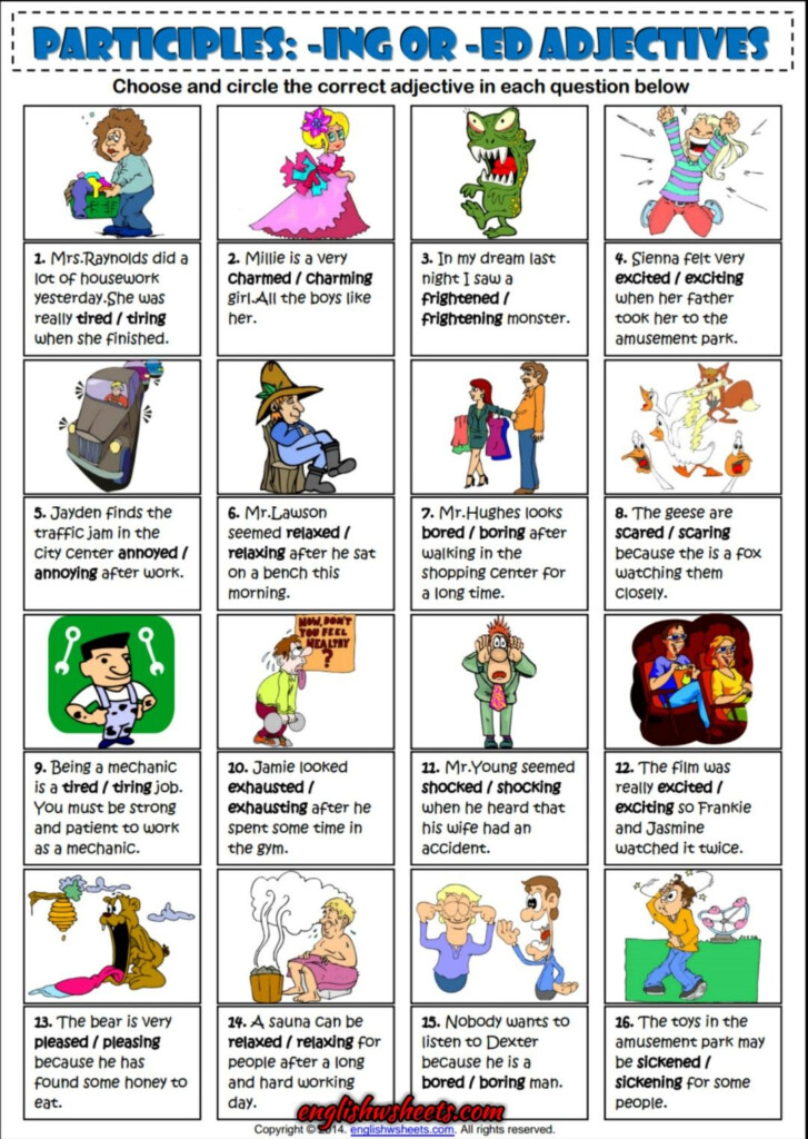 Participles Ing Or Ed Adjectives ESL Exercise Worksheet Adjectives 