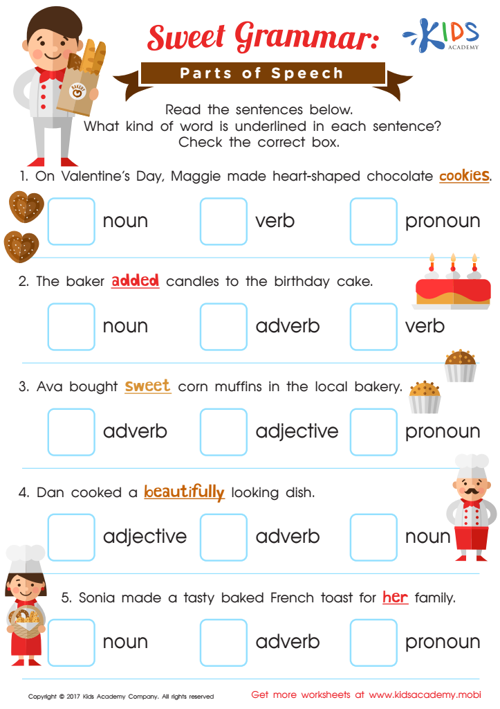 Parts Of Speech Worksheet Free Printable PDF For Kids