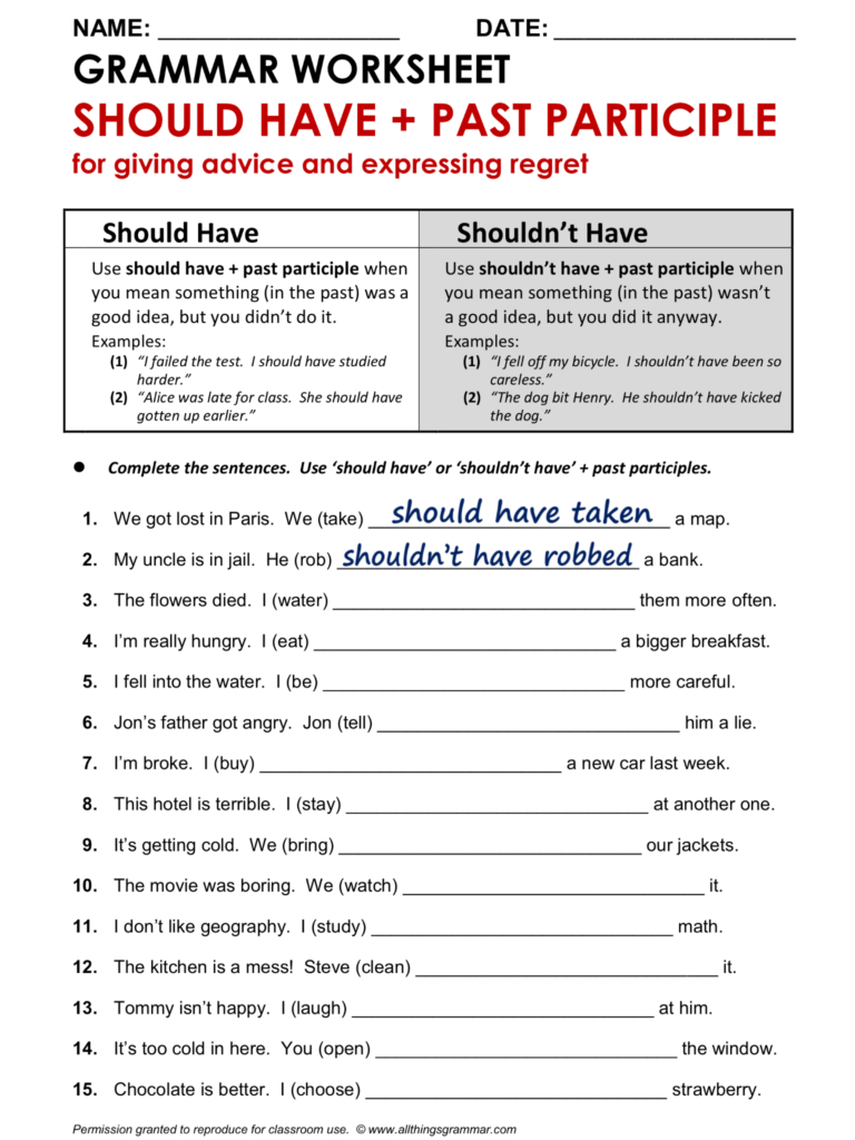  Past Participle Spanish Worksheet Free Download Gmbar co