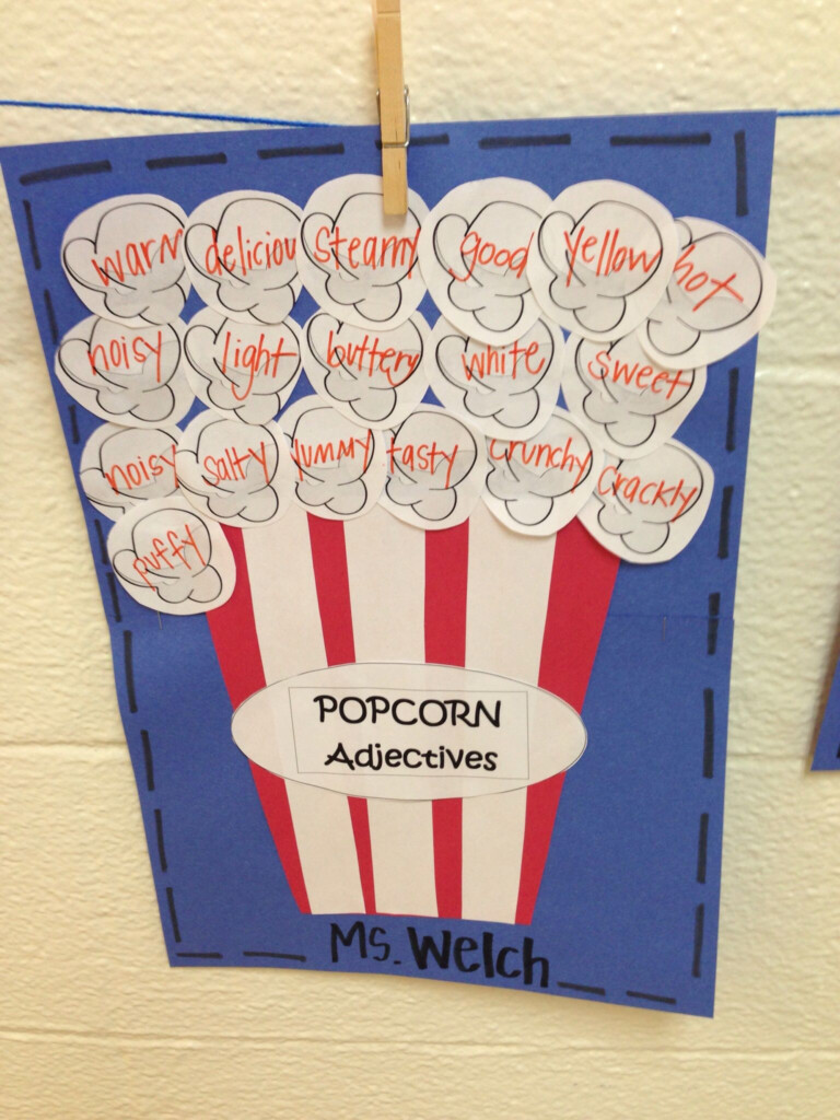 Popcorn Adjectives Common Core Language Arts Teaching Adjectives 