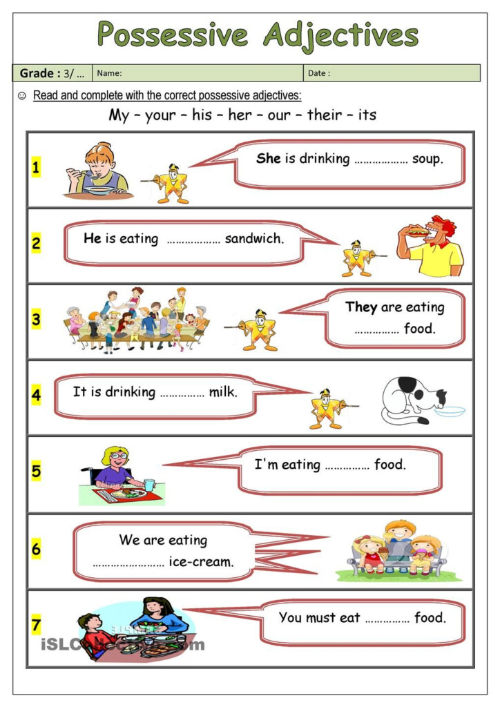 Possessive Adjectives Adjective Worksheet Adjectives