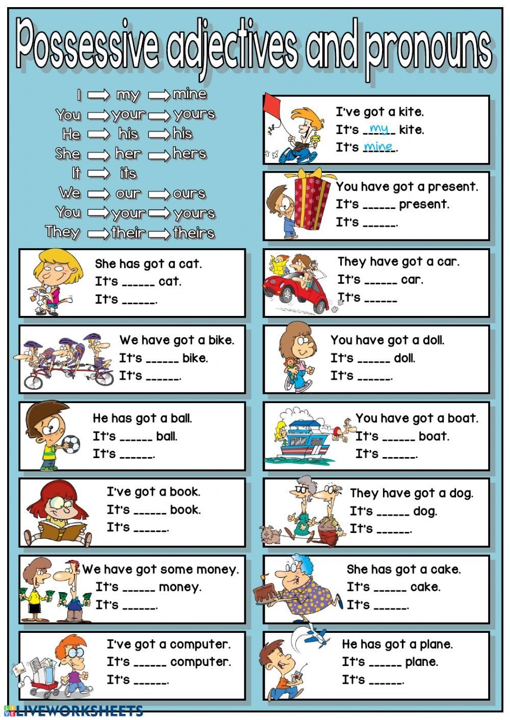 Possessive Adjectives And Pronouns Ficha Interactiva Y Descargable