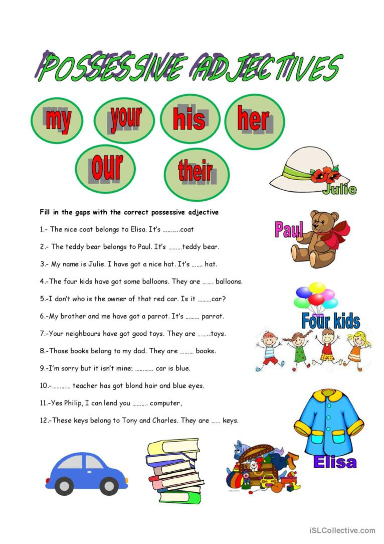 POSSESSIVE ADJECTIVES English ESL Worksheets Pdf Doc