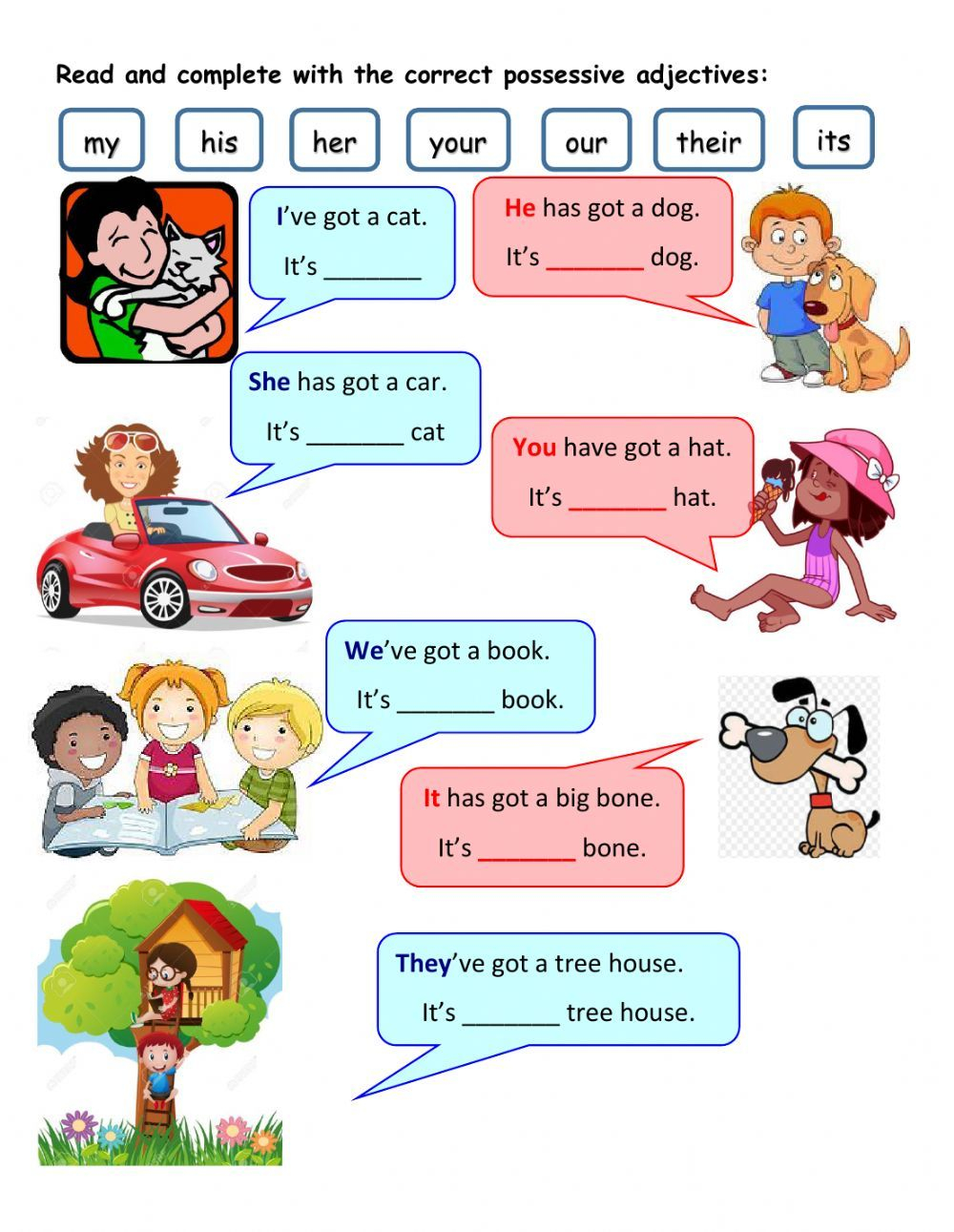 Possessive Adjective Worksheets Adjectiveworksheets