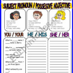 Possessive Adjectives Spanish Worksheet