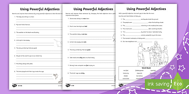 Powerful Adjectives Worksheet Easy To Print Twinkl