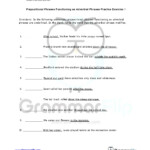 Prepositional Phrases Functioning As Adverb Phrases Free Worksheet