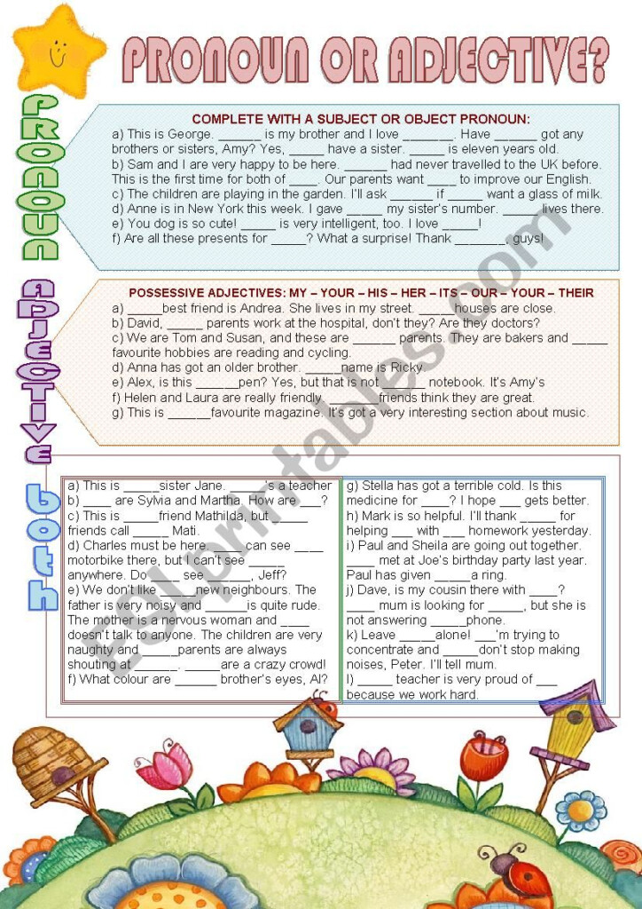 Pronoun Or Adjective ESL Worksheet By Nuria08