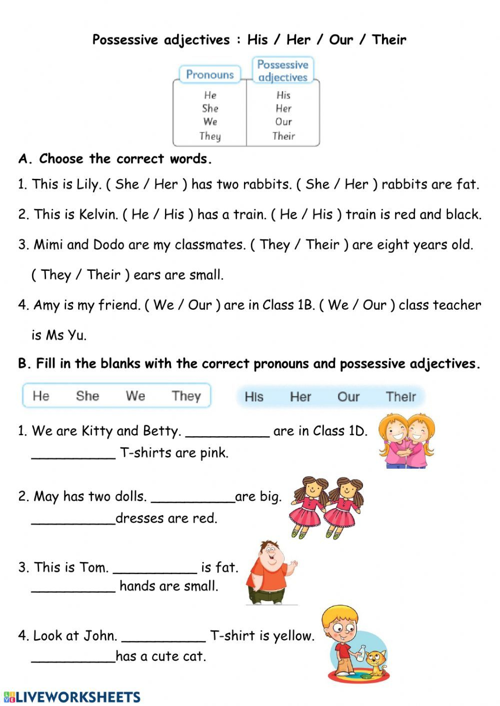 Pronouns And Pronoun Adjectives Worksheet Adjective Worksheet