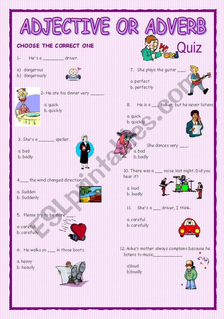 QUIZ ADJECTIVE OR ADVERB ESL Worksheet By Dini