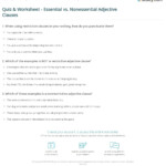 Quiz Worksheet Essential Vs Nonessential Adjective Clauses Study