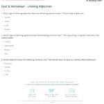 Quiz Worksheet Limiting Adjectives Study