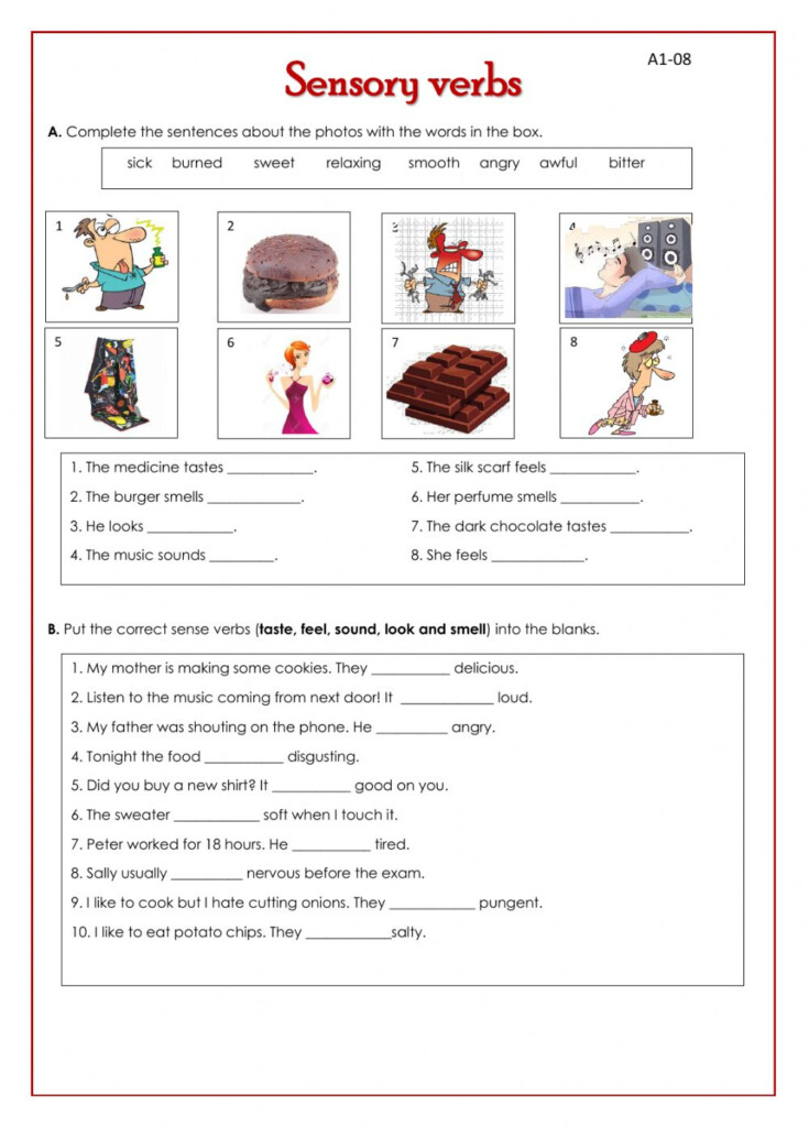 Sensory Adjectives Worksheet Adjectiveworksheets