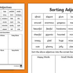 Sorting Adjectives Worksheet 3rd 4th Class Twinkl