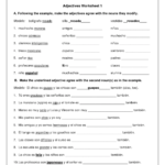 Spanish Adjective Worksheets Breadandhearth