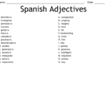 Spanish Adjectives Worksheet