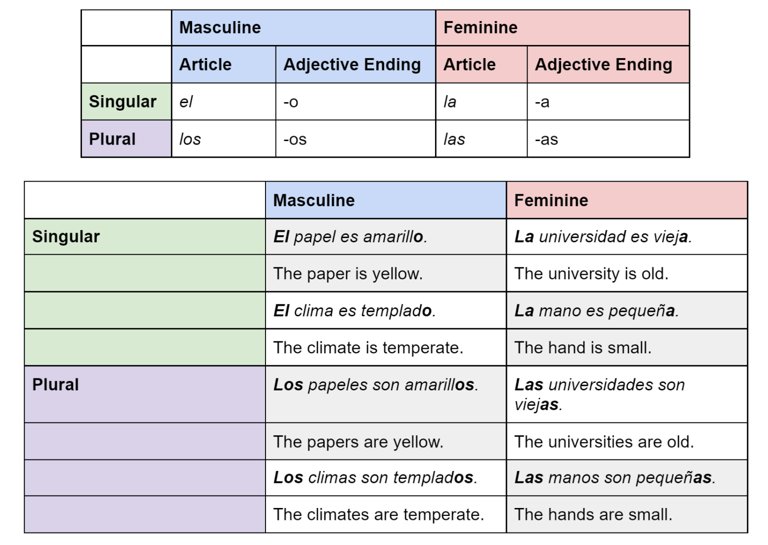 Noun And Adjective Agreement In Spanish Worksheets ...