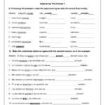 Spanish Worksheet Adjectives