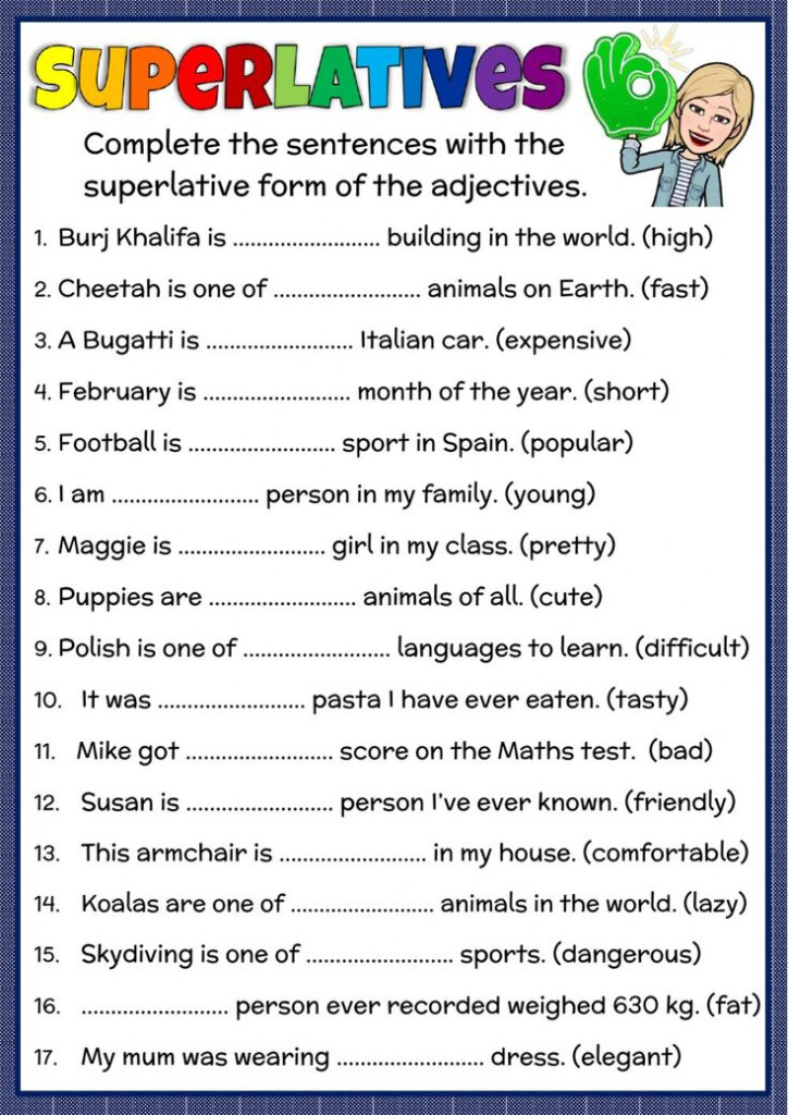 Suoerlatives Interactive Worksheet English Grammar Worksheets 