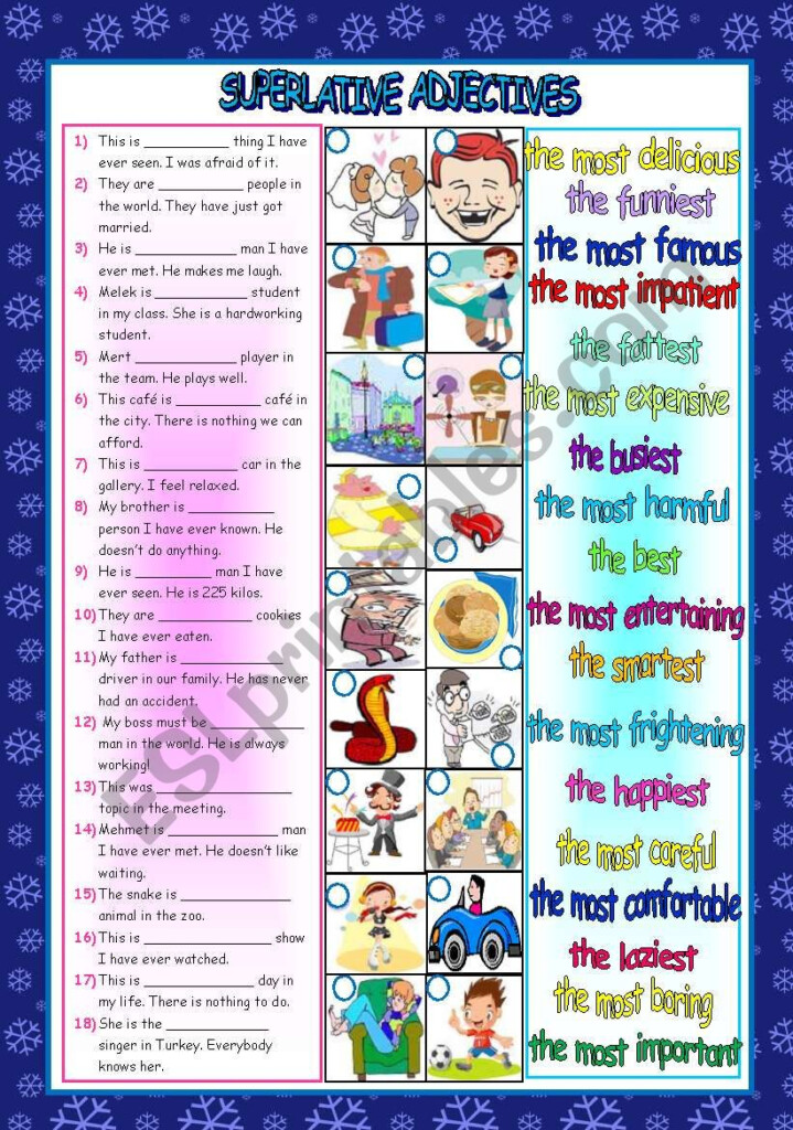 SUPERLATIVE ADJECTIVES ESL Worksheet By Lady gargara