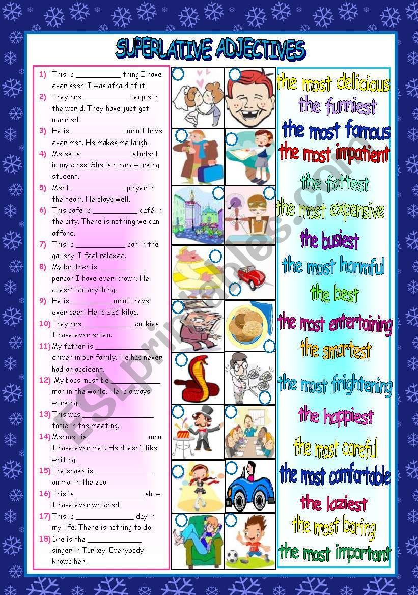 SUPERLATIVE ADJECTIVES ESL Worksheet By Lady Gargara ...