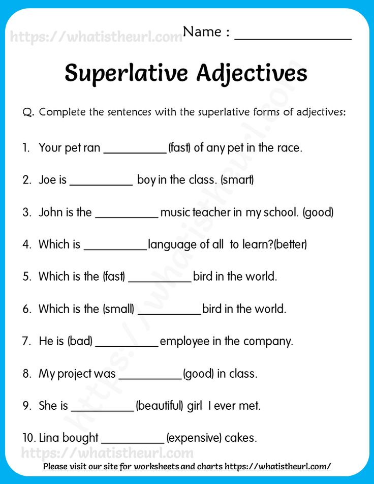 Superlative Adjectives Worksheets For Grade 5 Adjective Worksheet 