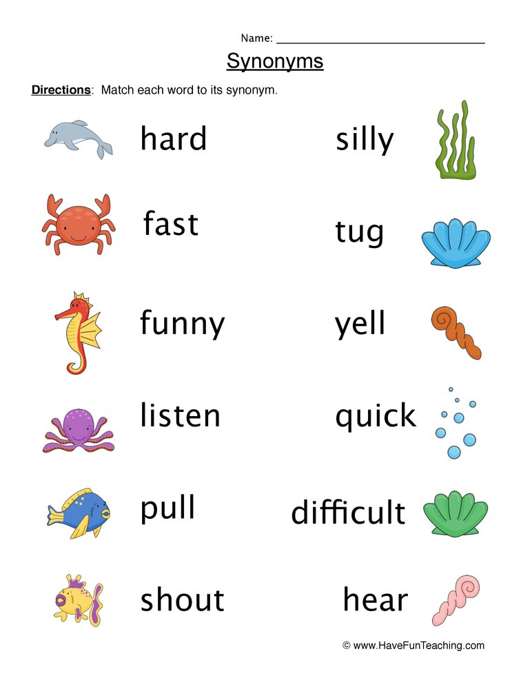 Synonyms Matching Worksheet By Teach Simple