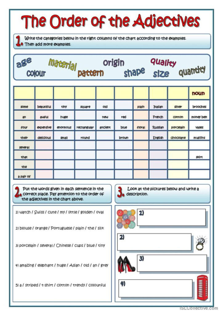 THE ORDER OF ADJECTIVES General Gram English ESL Worksheets Pdf Doc