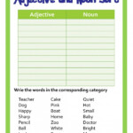 Verbs Adjectives And Nouns Worksheets Worksheets For Kindergarten