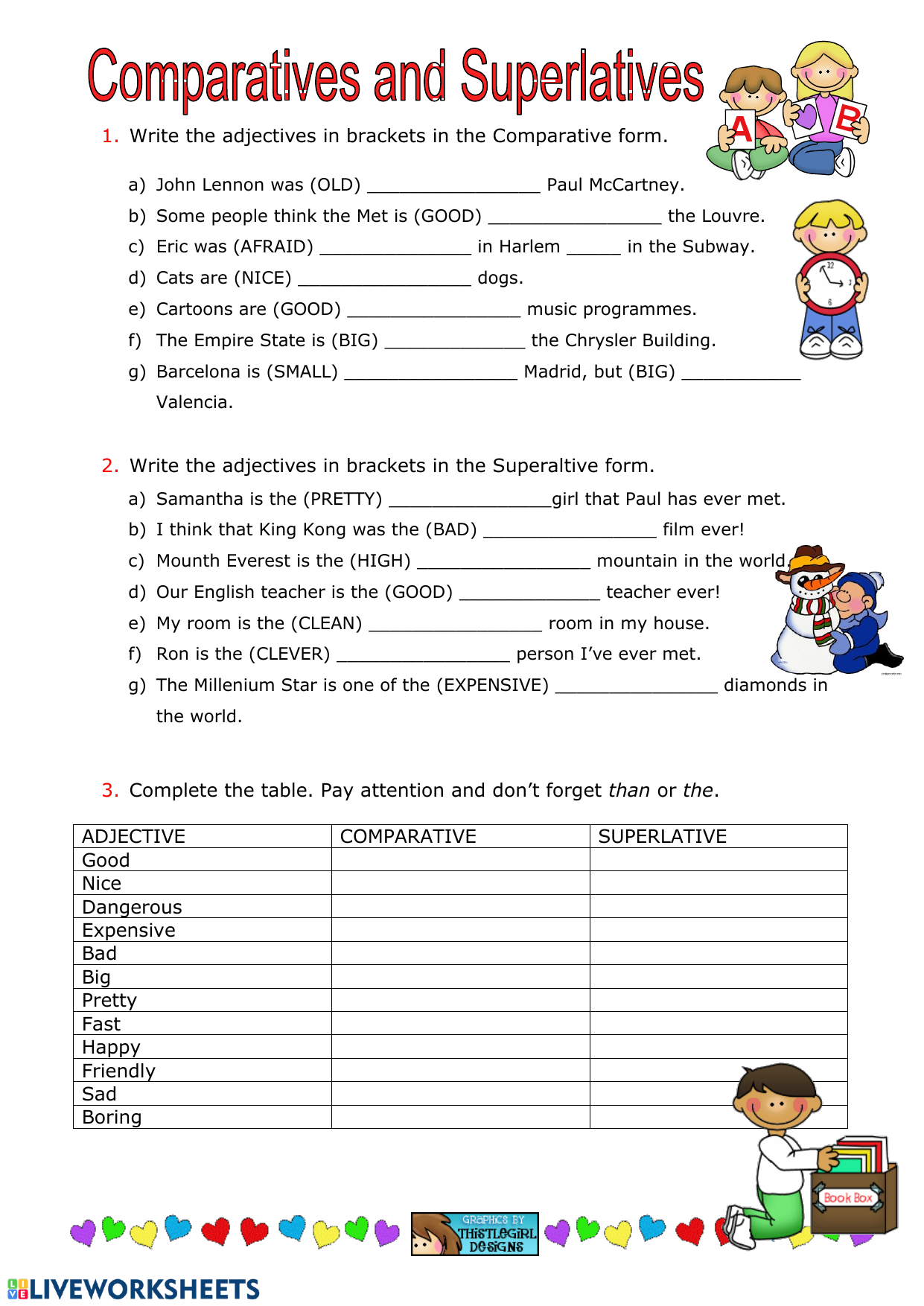 Week 9 Worksheet 2 Comparative And Superlative - Adjectiveworksheets.net