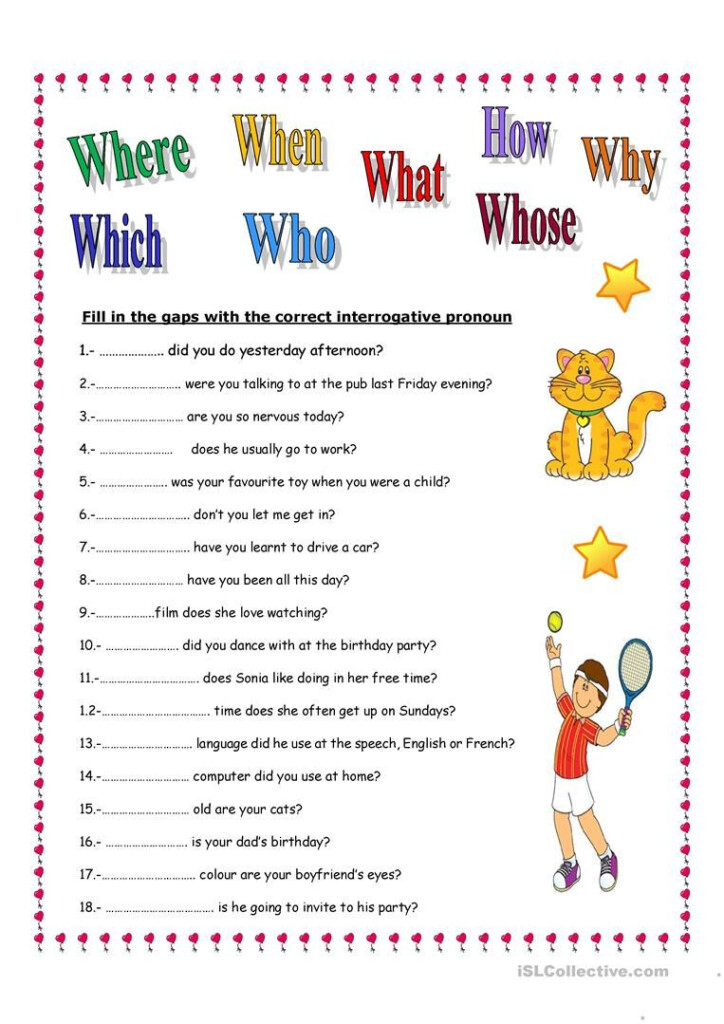 Wh Questions Worksheets Pronoun Worksheets English Worksheets For 