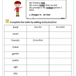 Worksheet On Comparative Adjectives