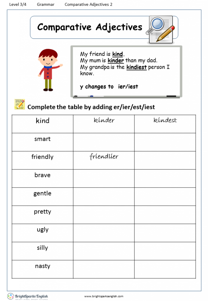 Worksheet On Comparative Adjectives