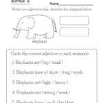 Writing Adjectives Worksheet For 1st Grade Free Printable